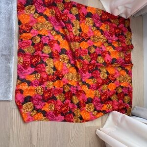 Aritzia Floral Scarf in Red, Orange, and Gold